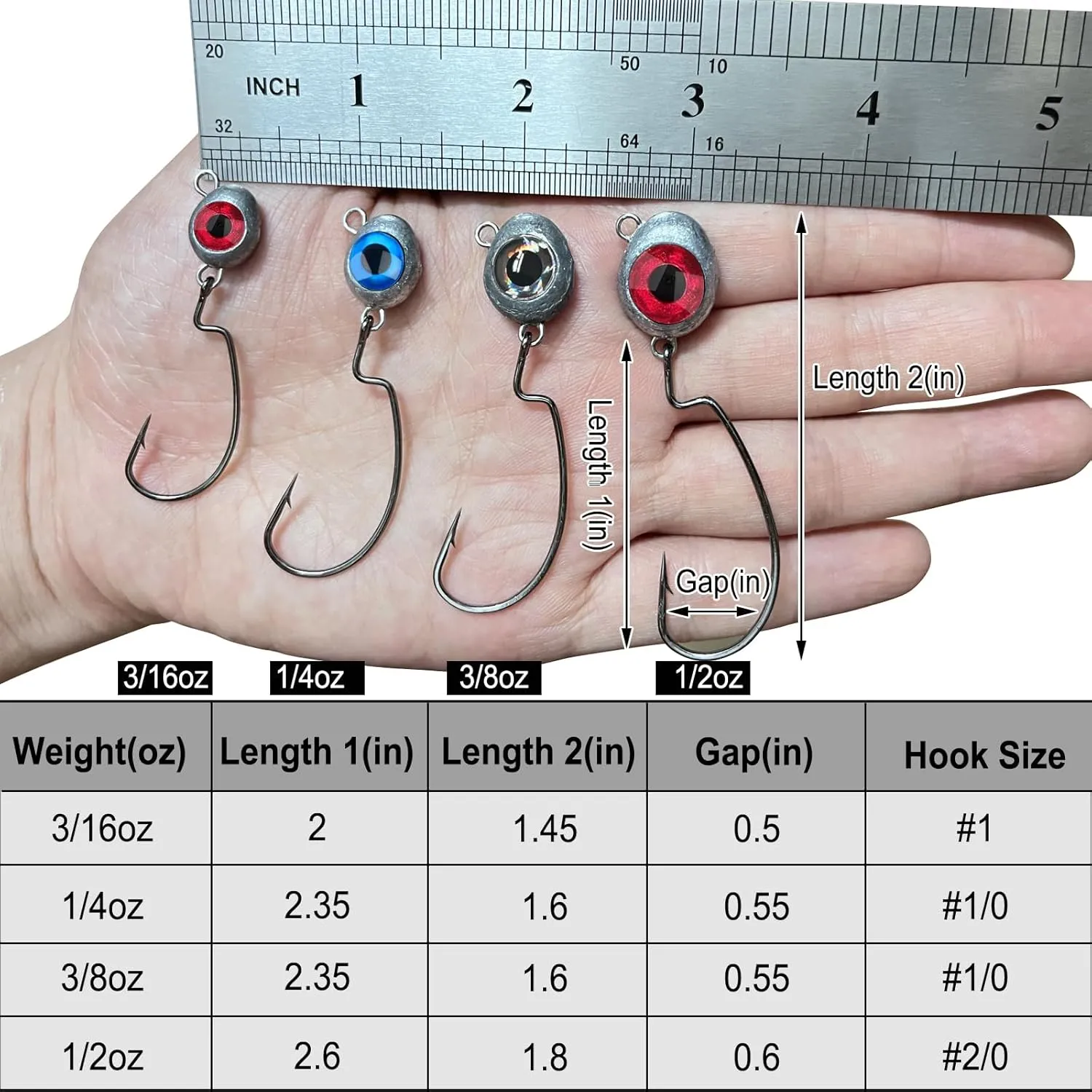 10 Pack Fishing Jigs Heads, Texas Swimbait Jigs for Bass Fishing, Weedless Swinging Jigs Lures, Weighted Flipping Lead Head Jig for Carppie Trout Freshwater Saltwater 3/16 3/8 1/4 1/2oz