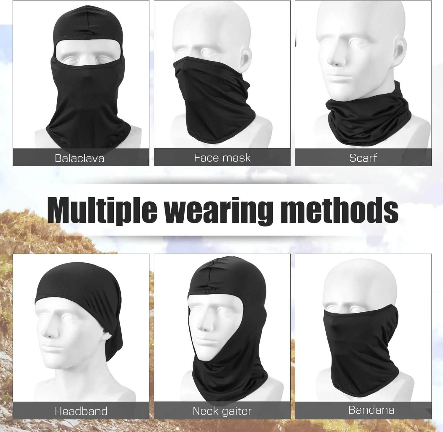 30 Pcs Balaclava Ski Face Mask Full Face Cover Mask UV Protection Cooling Neck Gaiter Summer for Men Women Winter Outdoor