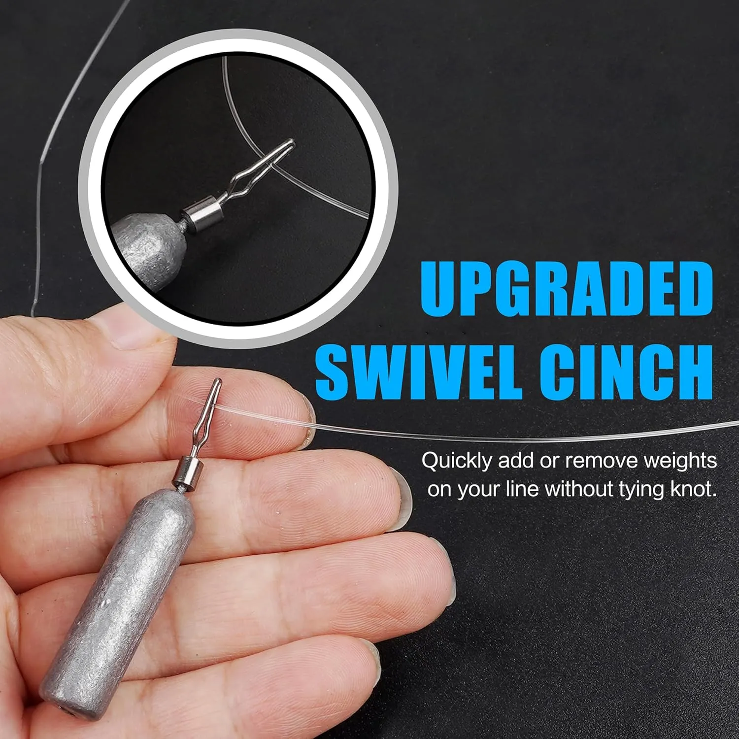 30PCS Fishing Drop Shot Weights Lead Fishing Weights Pencil Skinny Sinkers with Barrel Swivels for Freshwater Bass Fishing Cylinder Removable Sinkers Catfishing