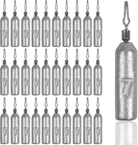30PCS Fishing Drop Shot Weights Lead Fishing Weights Pencil Skinny Sinkers with Barrel Swivels for Freshwater Bass Fishing Cylinder Removable Sinkers Catfishing