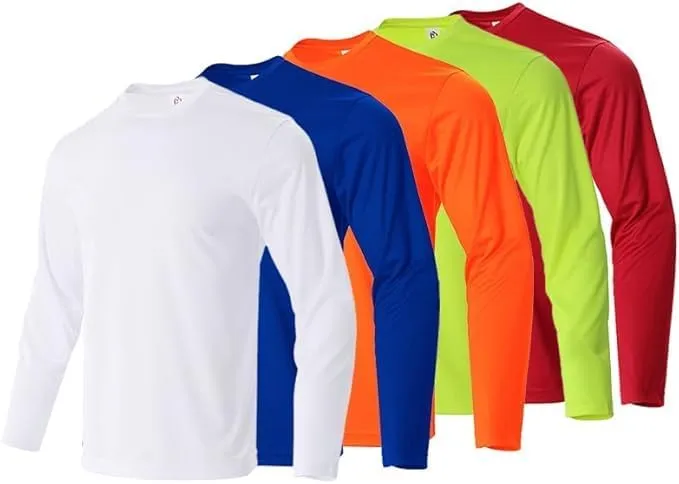 5 Pack Men's T-Shirts,Long Sleeve Athletic Shirt Men,Quick Drying Soft Moisture Wicking Odor Protection