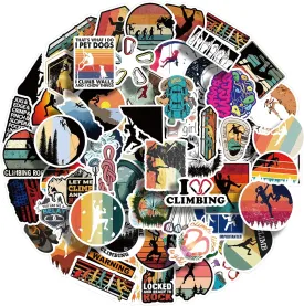 60 PCS Climbing Stickers,Outdoor Extreme Sports Rock Climbing Stickers for Water Bottles, Laptops, Suitcases,Skateboards,Car,Perfect Gifts for Climber,Adults,Teens and Kids