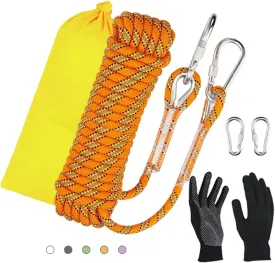 8mm Static Climbing Rope - Heavy Duty Climbing Rope for Rock Climbing, Tree Climbing Gear, Arborist Rope, and Camping Rope - 10m (32ft), 20m (64ft), 30m (96ft)