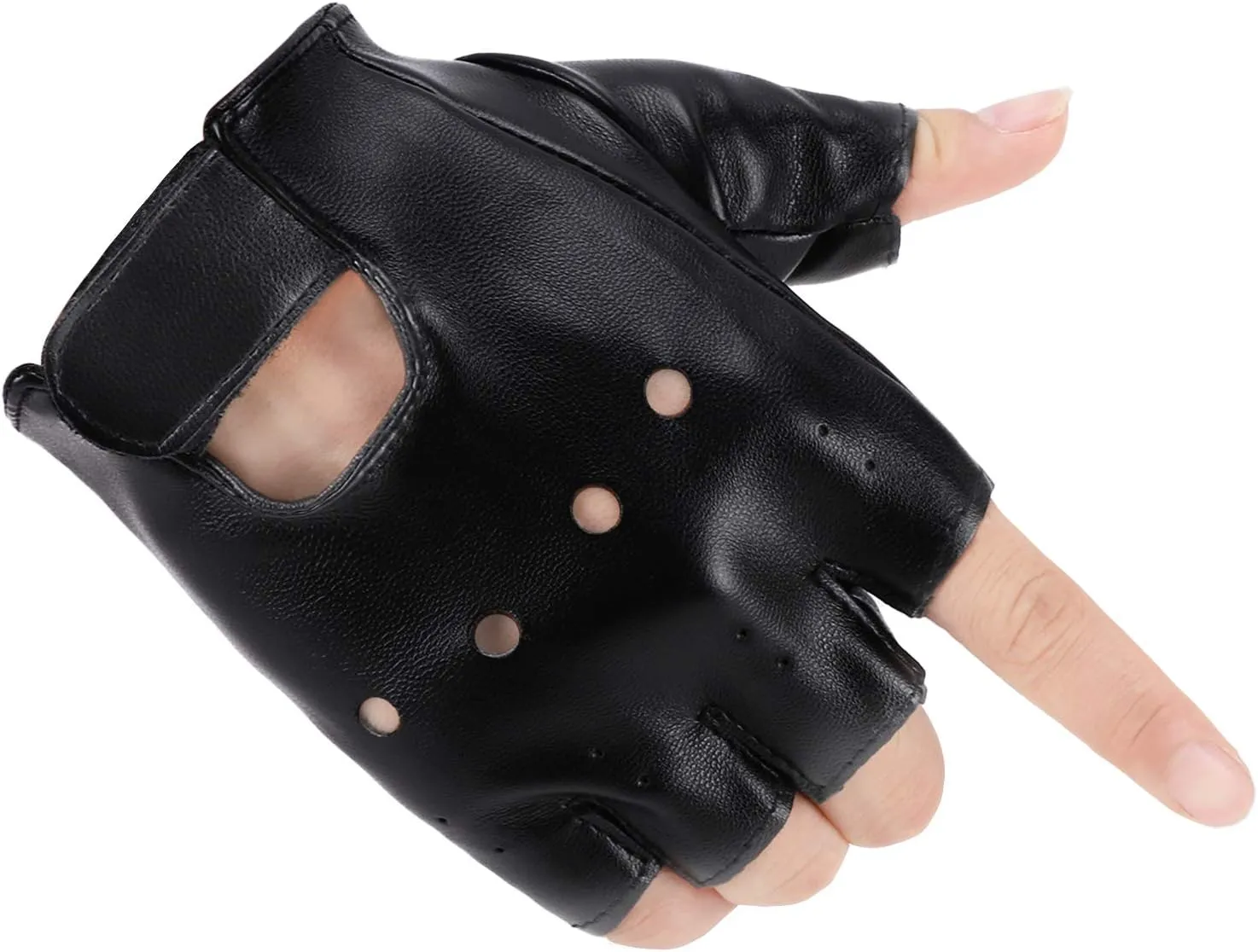 Accmor Kids PU Leather Fingerless Gloves, Kids Cycling Gloves, Outdoor Sports Cosplay Performance Half Finger Gloves for Boys, Girls