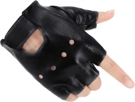 Accmor Kids PU Leather Fingerless Gloves, Kids Cycling Gloves, Outdoor Sports Cosplay Performance Half Finger Gloves for Boys, Girls