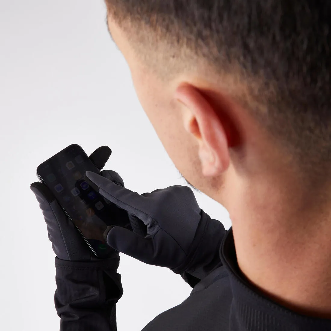 Adult Running Gloves Black - Run 100 Series