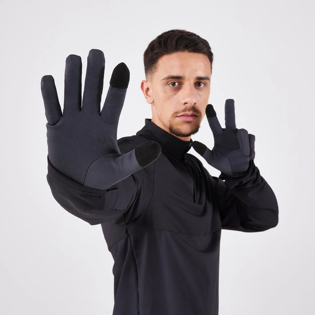 Adult Running Gloves Black - Run 100 Series