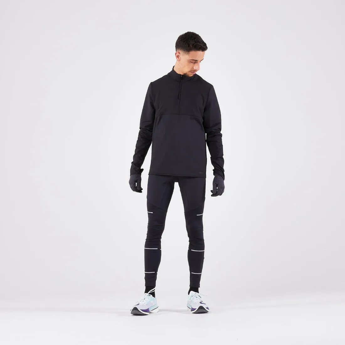 Adult Running Gloves Black - Run 100 Series
