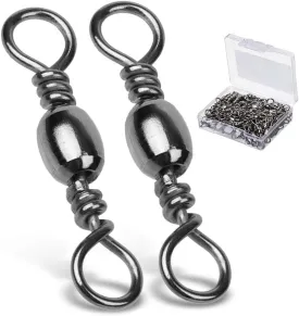 AMYSPORTS High Strength Fishing Swivels Barrel Solid Ring Barrel Fishing Swivel Rolling Fishing Tackle Line Connector Saltwater Freshwater Stainless Steel Accessories