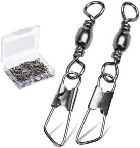 AMYSPORTS Stainless Steel Snap Swivel Saltwater High Strength Snaps Fishing Barrel Line Connector Fishing Swivels Barrel Safety Snap Fishing Tackle Stainless Steel Accessories