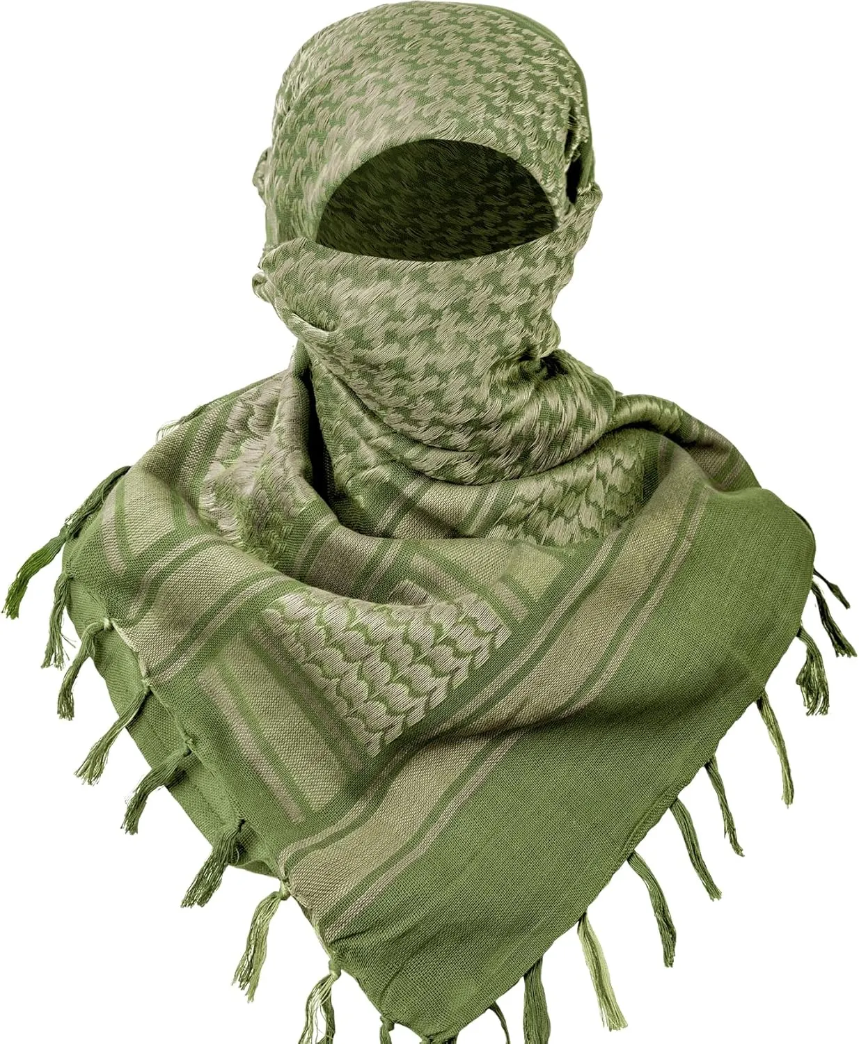 Aonal Military Shemagh Tactical Desert Scarf, 100% Cotton Keffiyeh Neck Head Scarf Wrap for Men Women