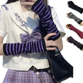 Arm covers cute women kawaii japanese harajuku Goth Half Finger Knitted Arm Warmer Y2K Gloves Arm Sleeve for girl