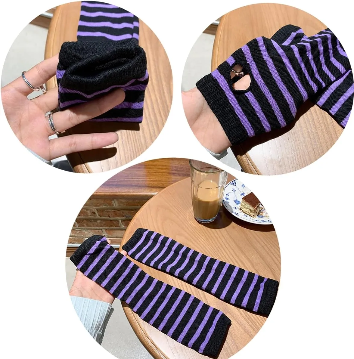 Arm covers cute women kawaii japanese harajuku Goth Half Finger Knitted Arm Warmer Y2K Gloves Arm Sleeve for girl