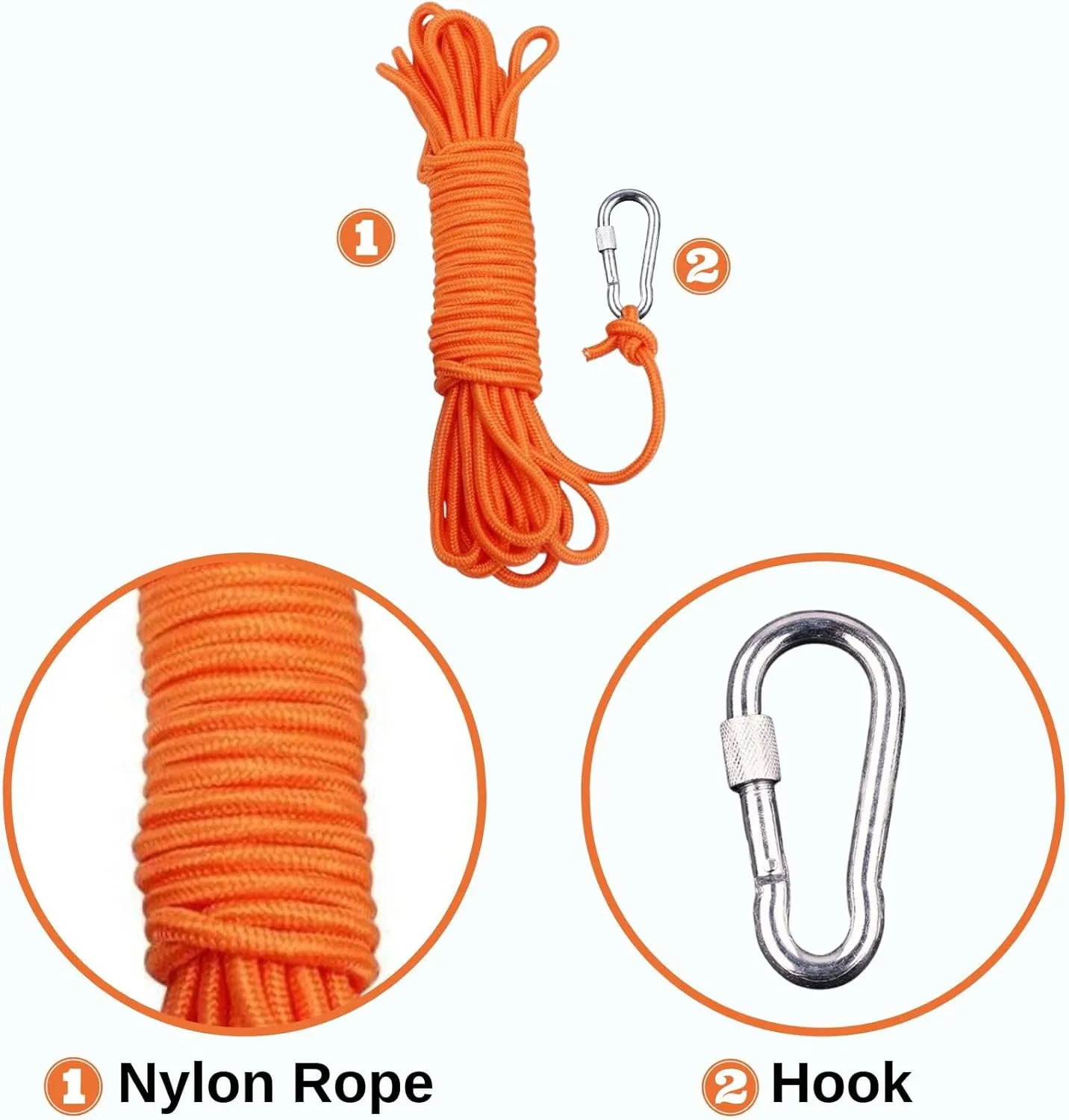 BeGrit Floating Rope 1/4" X 32.8' Polypropylene Rope Anchor Rope Mooring Rope Kayak Canoe Tow Throw Line with Hook for Boat Camping Hiking Awning Tent 6mm x 10m