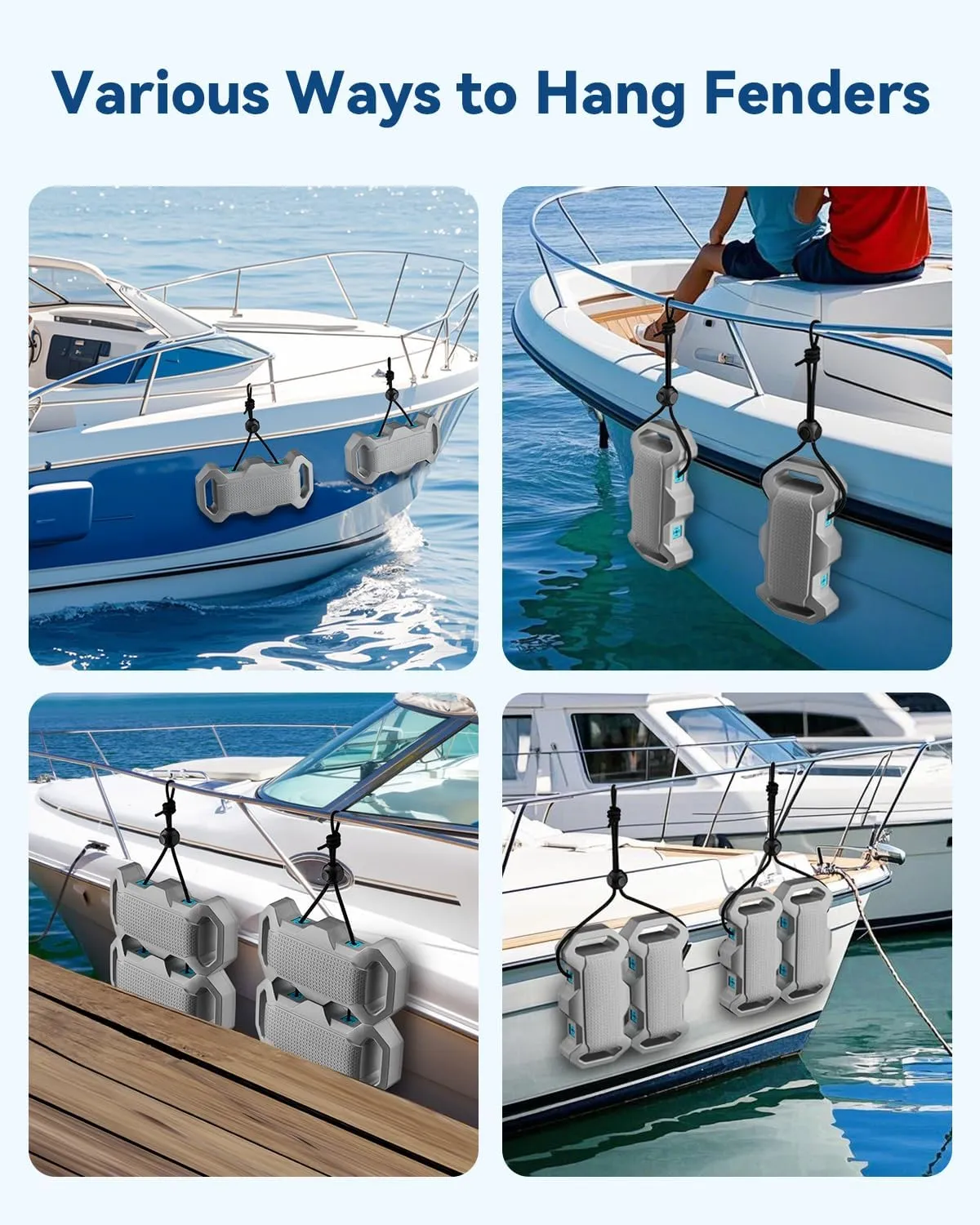 Boat Fenders Boat Bumpers for Docking, with Fixed Lock,for Pontoon, Yachts, Sailing Dinghies, Bass Boats