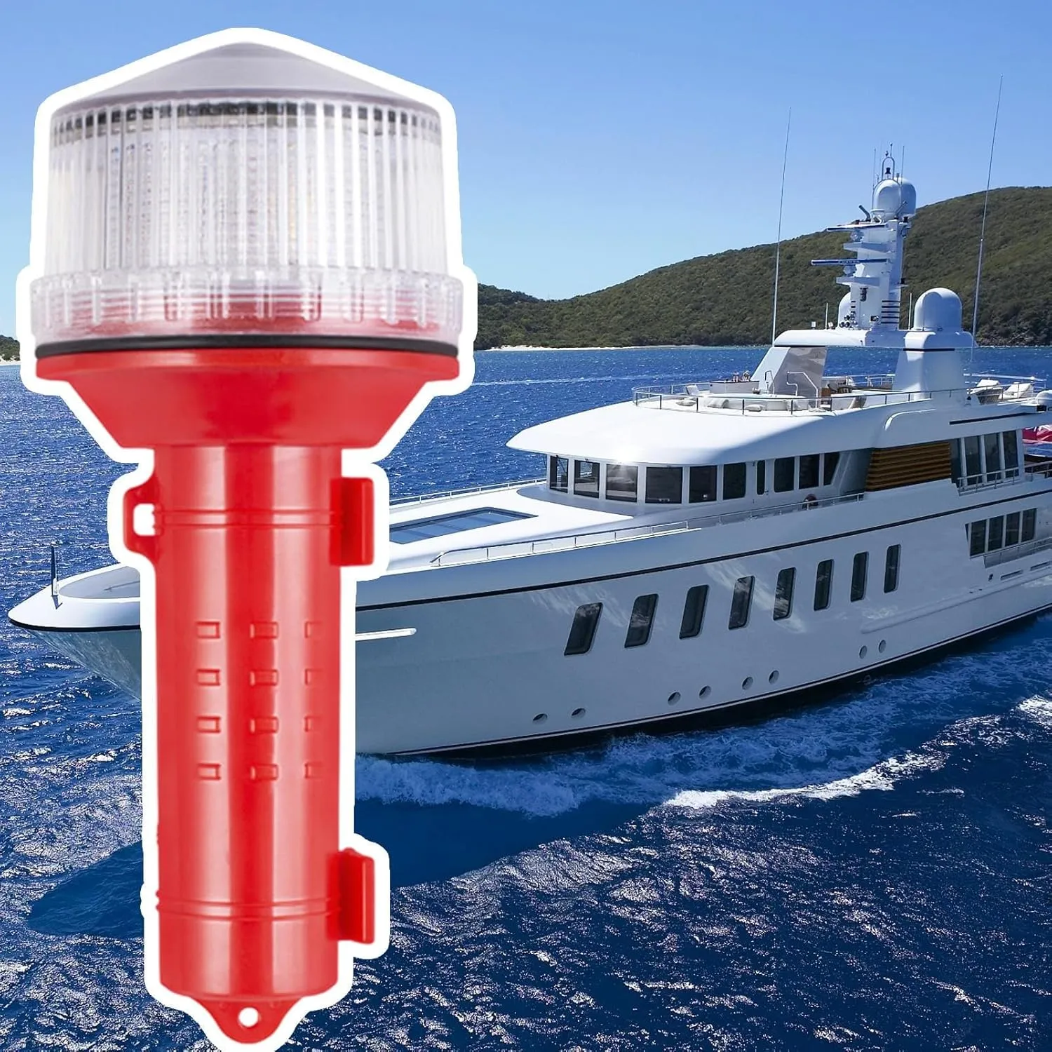 Boat Safety Flares, Solar Powered LED Flare for Boats, Marine Flares Electronic Day/Night Flare Waterproof Fishing Boating Light for Marine Safety