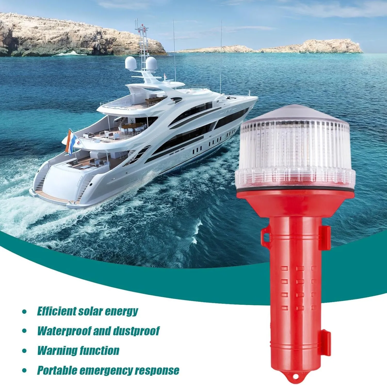 Boat Safety Flares, Solar Powered LED Flare for Boats, Marine Flares Electronic Day/Night Flare Waterproof Fishing Boating Light for Marine Safety