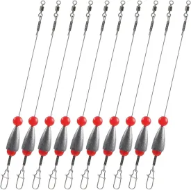 Carolina Rigs for Fishing, Steel Leaders with Fishing Weight Bullet-Weights, Carolina Rigs Saltwater Freshwater 10g,14g,20g