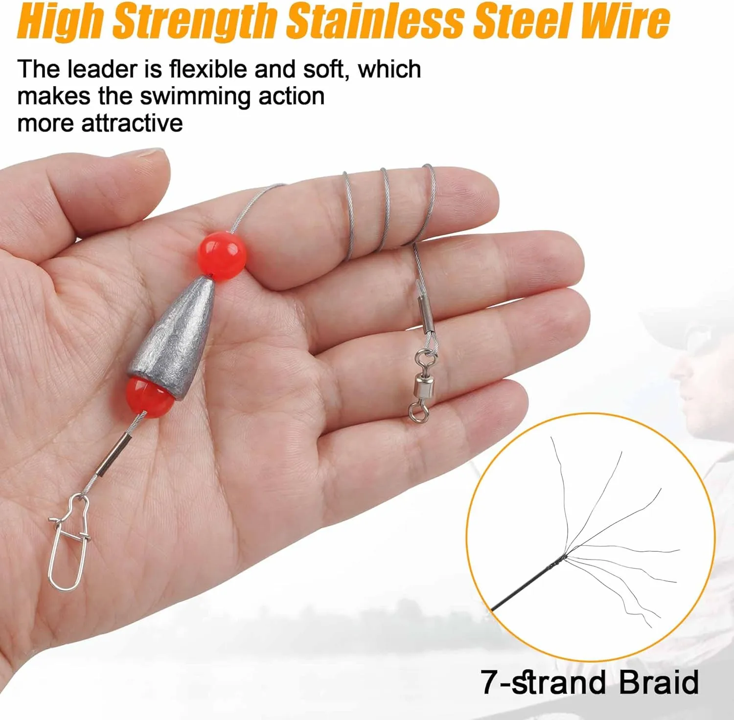 Carolina Rigs for Fishing, Steel Leaders with Fishing Weight Bullet-Weights, Carolina Rigs Saltwater Freshwater 10g,14g,20g