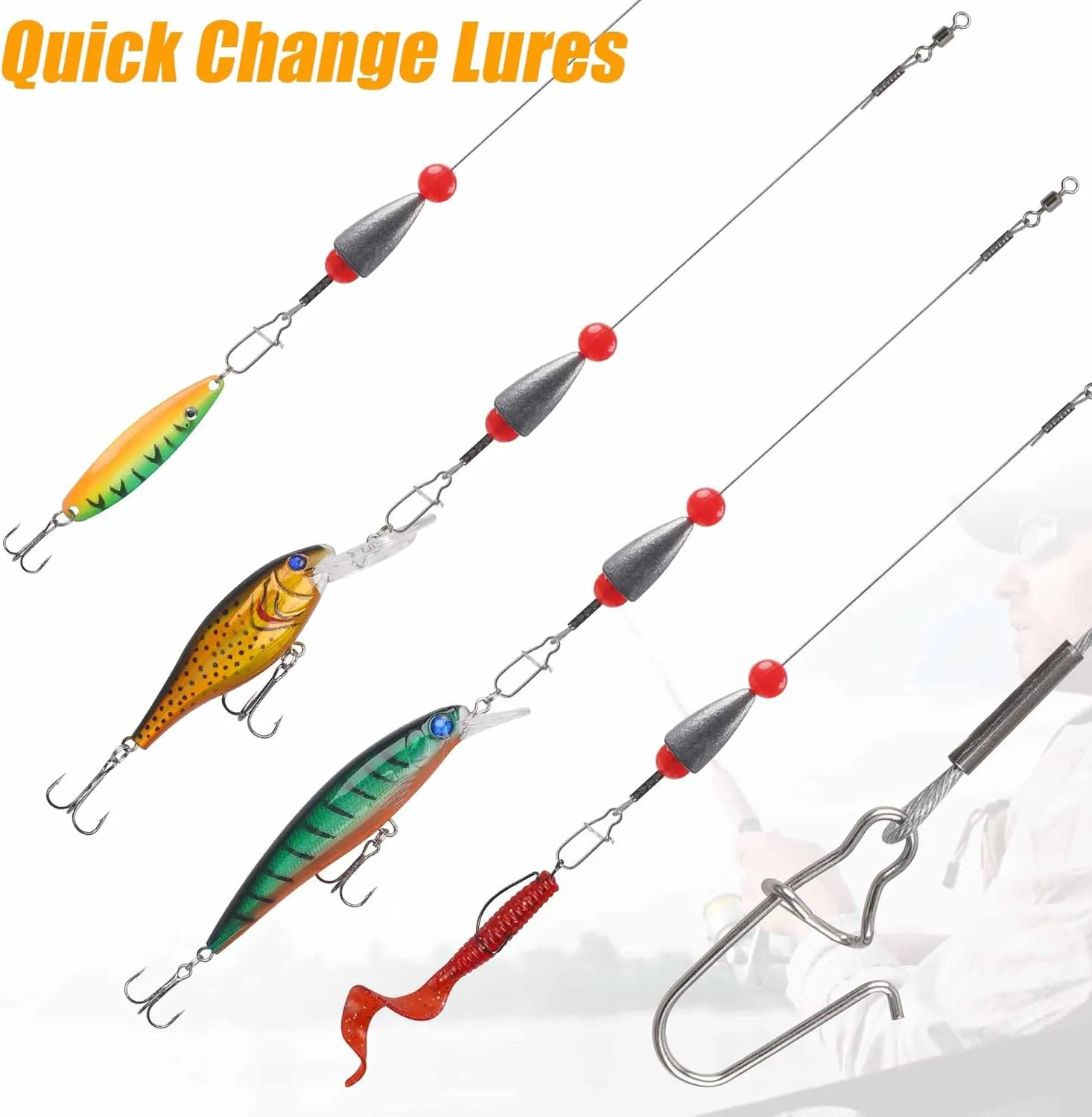Carolina Rigs for Fishing, Steel Leaders with Fishing Weight Bullet-Weights, Carolina Rigs Saltwater Freshwater 10g,14g,20g