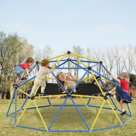 Climbing Dome,10FT Dome Climber with Hammock, Outdoor Play Equipment for 3 to 10 Children, Supports Jungle Gym up to 1,000 lbs, Rust Resistant, Easy to Assemble, Gift for Kids, Blue Yellow