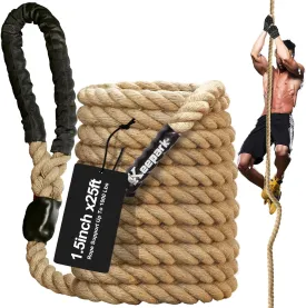 Climbing Rope 1.5 Inch Diameter 10FT 15FT 20FT 25FT 30FT 35FT Gym Climbing Rope for Fitness & Strength Training, Workout Exercises Climbing Rope for Adults Kids Outdoor or Home Indoor