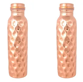Copper Bottle Diamond Hammer Joint less Sleek Pack of 2