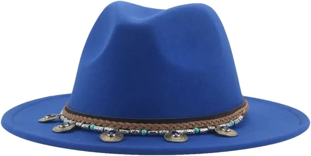 Dcvmvmn Men Women Fedoras Hat Belt Band Solid Felted Jazz Caps Casual Felted Hats Winter Hat