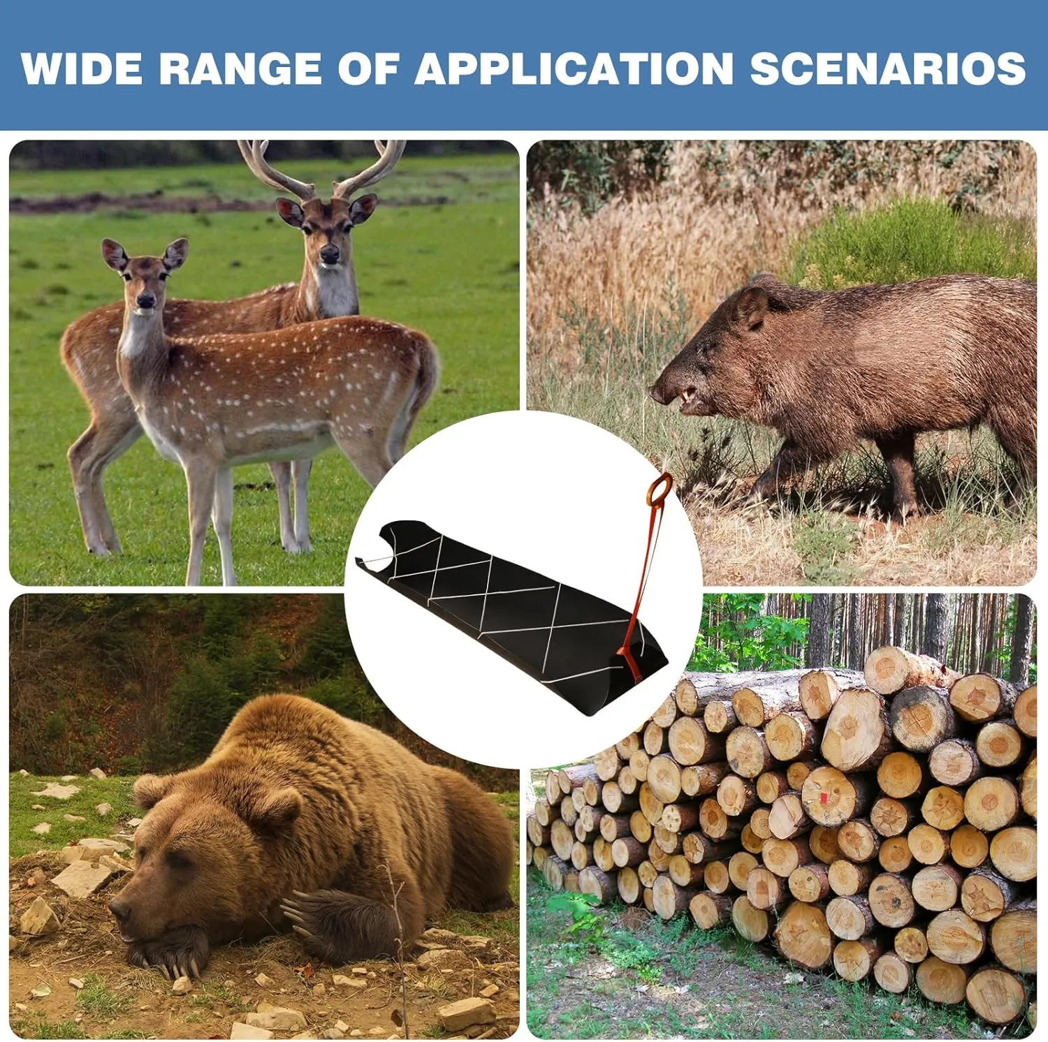 Deer Drag Sleds,Tear-Resistant Deer Sled Game Hauler,Portable Dead Deer Sled Game Hauler for Hunting with Deer Drag Harness and Handle,Dragging Sled for Deer Duck Hunting, Ice Fishing, Fire Wood