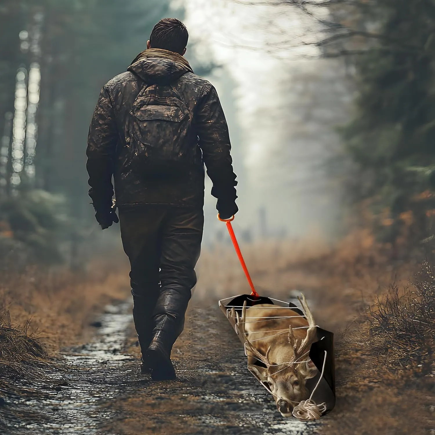 Deer Drag Sleds,Tear-Resistant Deer Sled Game Hauler,Portable Dead Deer Sled Game Hauler for Hunting with Deer Drag Harness and Handle,Dragging Sled for Deer Duck Hunting, Ice Fishing, Fire Wood