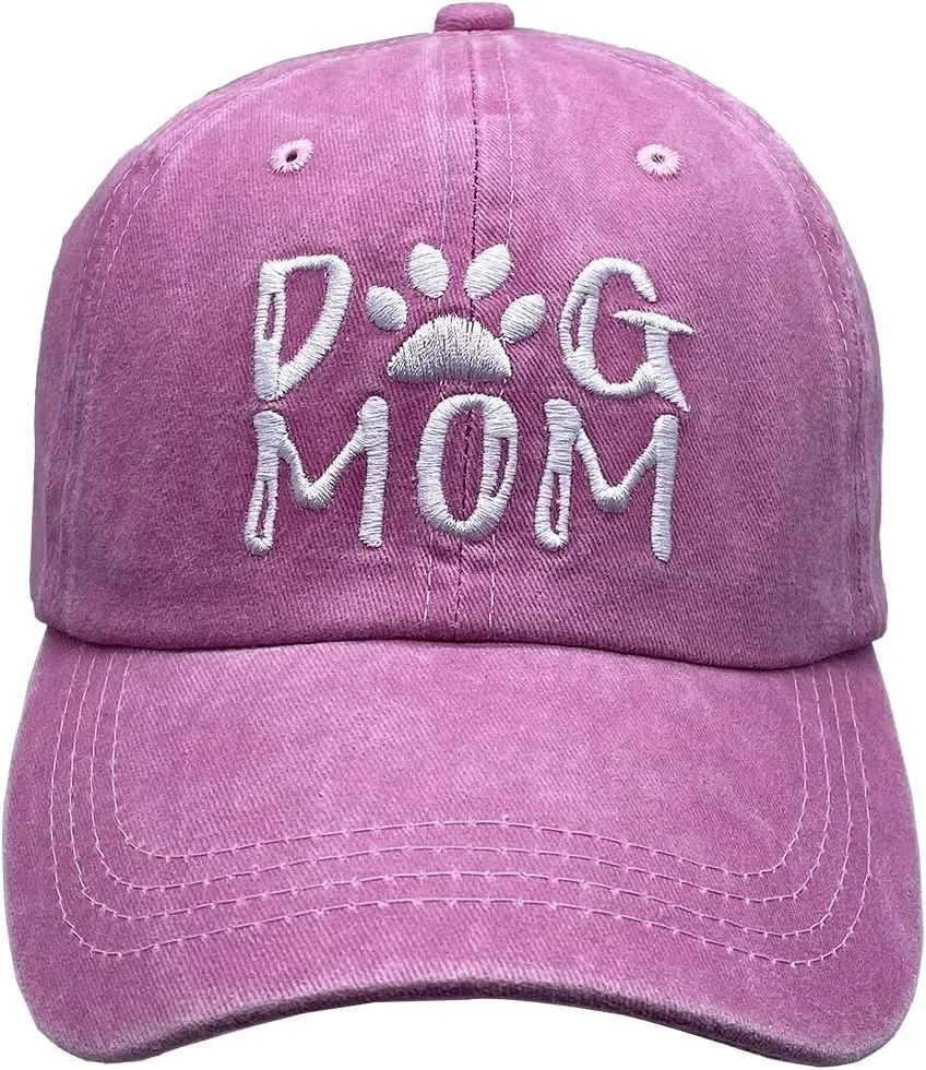 Dog Mom Ponytail Baseball Cap Messy Bun Vintage Washed Distressed Twill Plain Hat for Women
