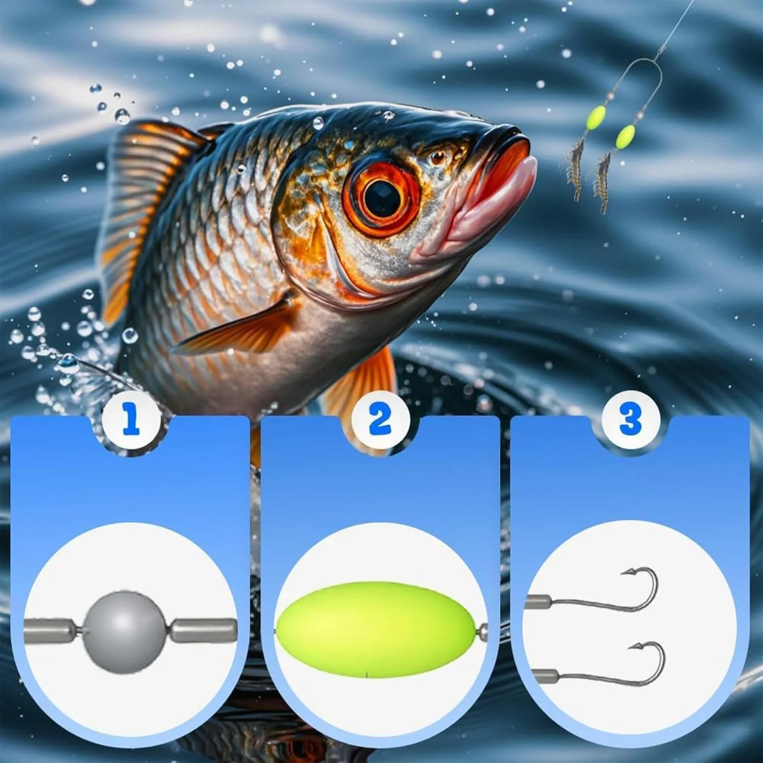 Double-Hook Reverse Bottom Rig, 2025 New Reverse Bottom Fishing Rig Hooks, Anti Tangle Fishing Hooks. Swimming Bait for Freshwater Saltwater, Fishings Lures for Beginners Amateurs