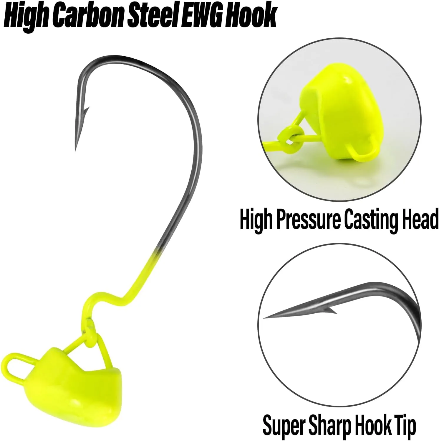 Dr.Fish 10 Pack Ned Rig Jig Heads Weedless Swinging Jig Head for Crappie Fishing EWG Wide Gap Hook Freshwater Swimbait Bass Fishing Lure