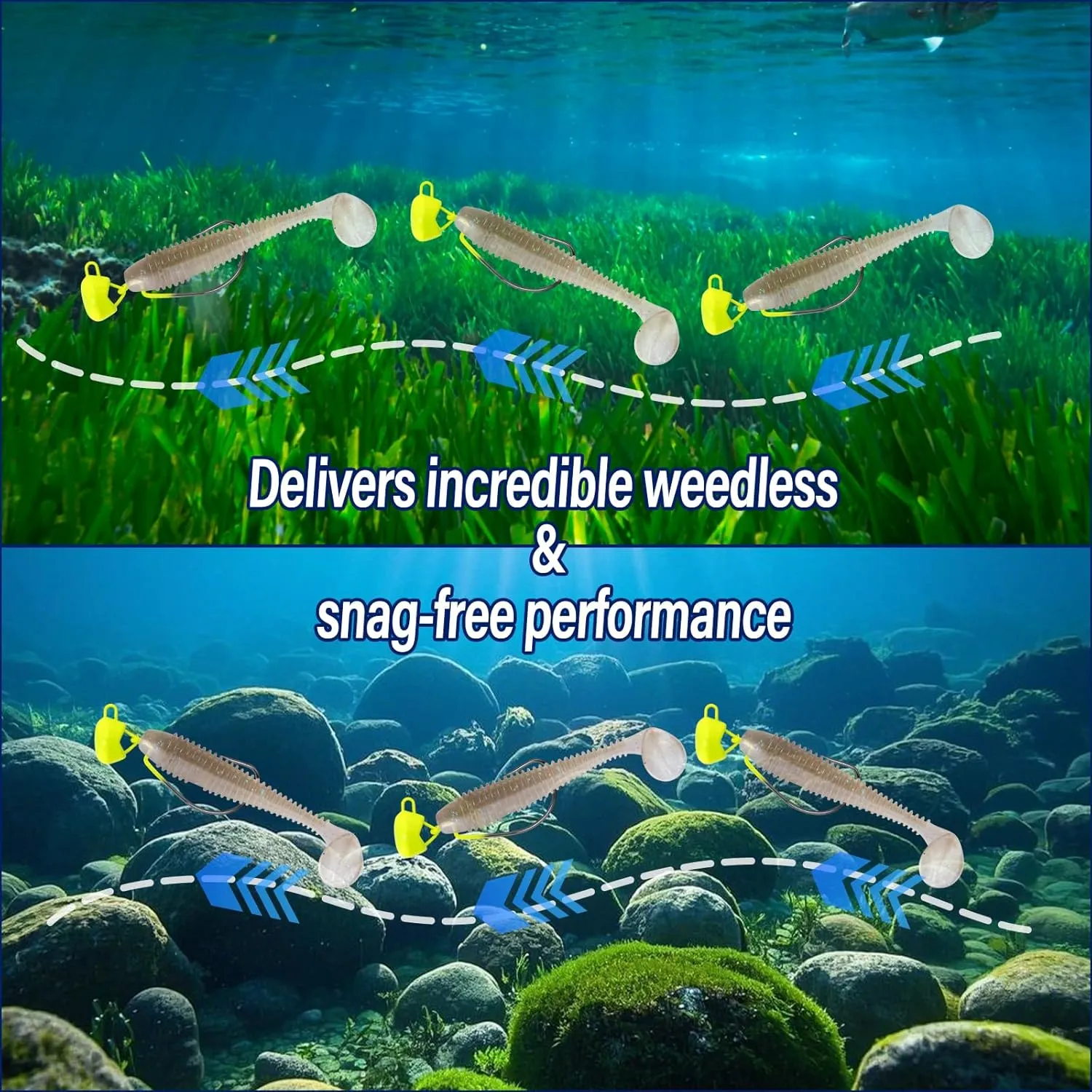 Dr.Fish 10 Pack Ned Rig Jig Heads Weedless Swinging Jig Head for Crappie Fishing EWG Wide Gap Hook Freshwater Swimbait Bass Fishing Lure