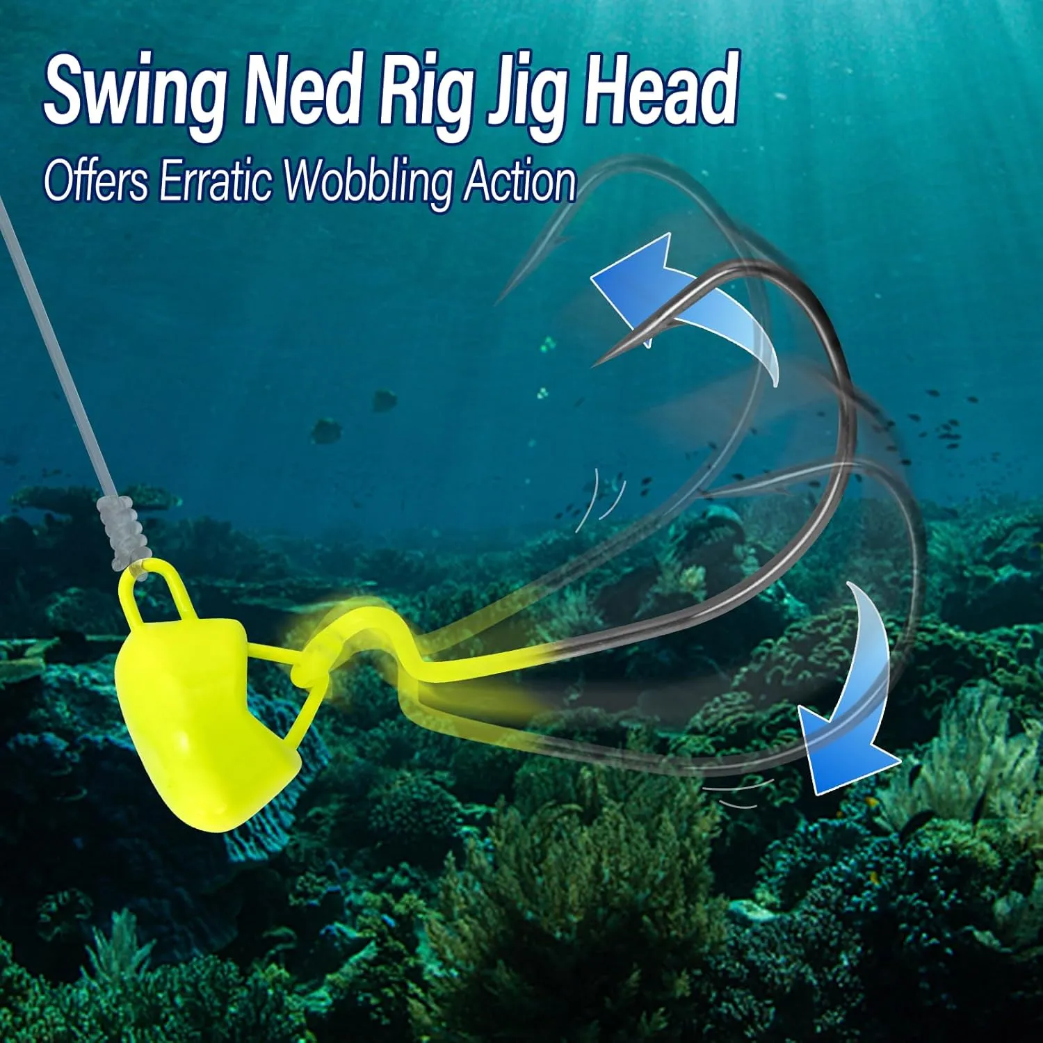 Dr.Fish 10 Pack Ned Rig Jig Heads Weedless Swinging Jig Head for Crappie Fishing EWG Wide Gap Hook Freshwater Swimbait Bass Fishing Lure