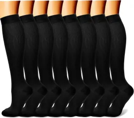 FEYHAY Copper Compression Socks (8 Pairs) 15-20 mmHg Circulation is Best Athletic & Daily for Men & Women, Running, Climbing