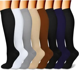 FEYHAY Copper Compression Socks (8 Pairs) 15-20 mmHg Circulation is Best Athletic & Daily for Men & Women, Running, Climbing