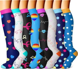 FEYHAY Copper Compression Socks (8 Pairs) 15-20 mmHg Circulation is Best Athletic & Daily for Men & Women, Running, Climbing