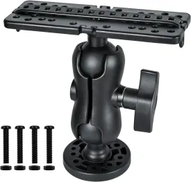 Fish Finder Mount Base, Universal 360 Rotation Ball-Mount Fish Finder Bracket, Nylon & Stainless Steel Electronic Fish Finder Holder for Marine Boat Kayak Pontoon Canoe Helix Garmin, 4*Srews, 4*Nuts