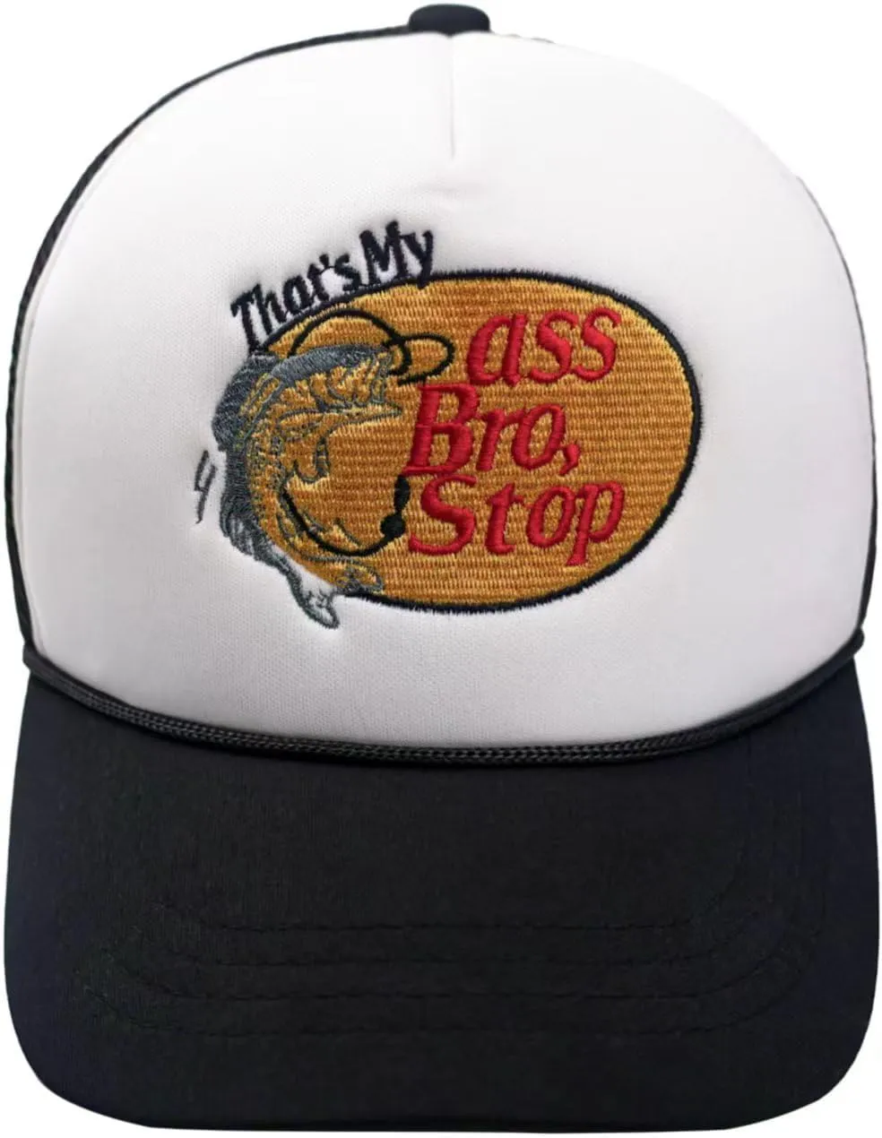 Fish with Hook Print Baseball Cap Trucker Mesh Hat Embroidered Snapback Hat