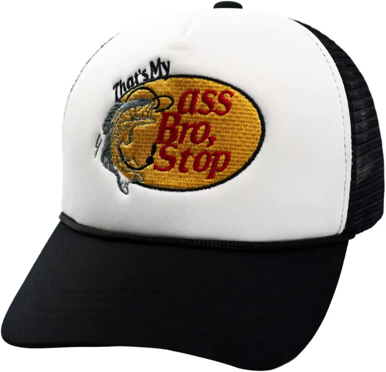 Fish with Hook Print Baseball Cap Trucker Mesh Hat Embroidered Snapback Hat