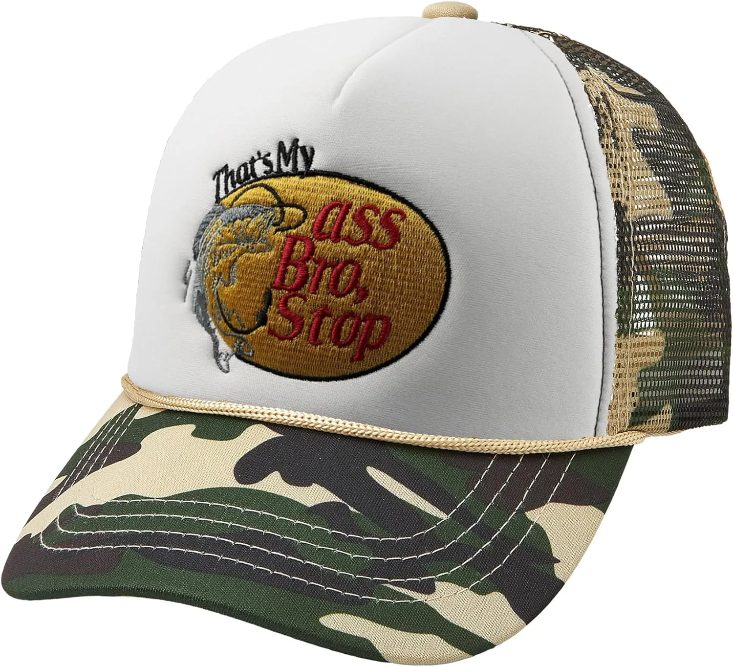 Fish with Hook Print Baseball Cap Trucker Mesh Hat Embroidered Snapback Hat