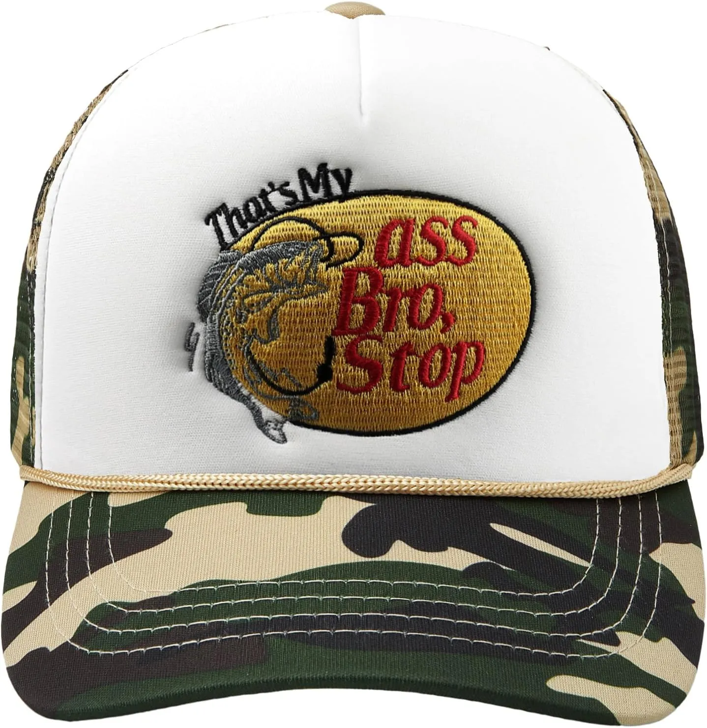 Fish with Hook Print Baseball Cap Trucker Mesh Hat Embroidered Snapback Hat