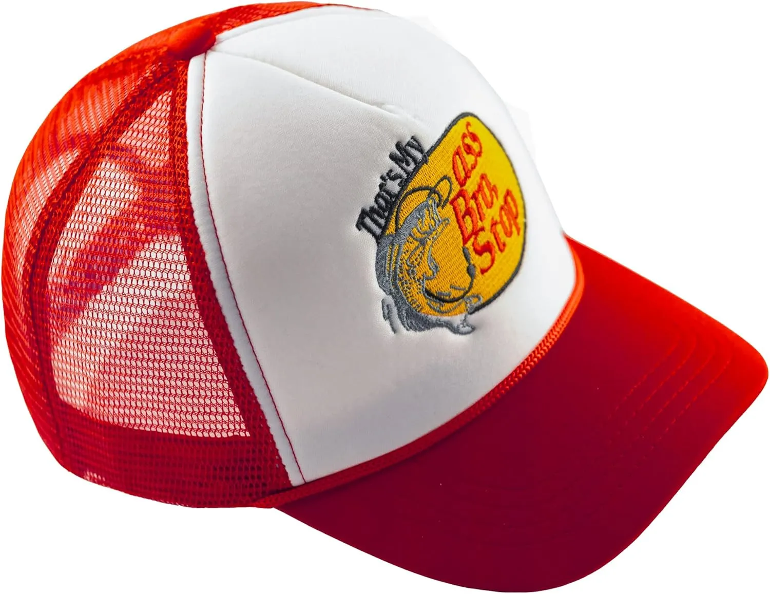 Fish with Hook Print Baseball Cap Trucker Mesh Hat Embroidered Snapback Hat