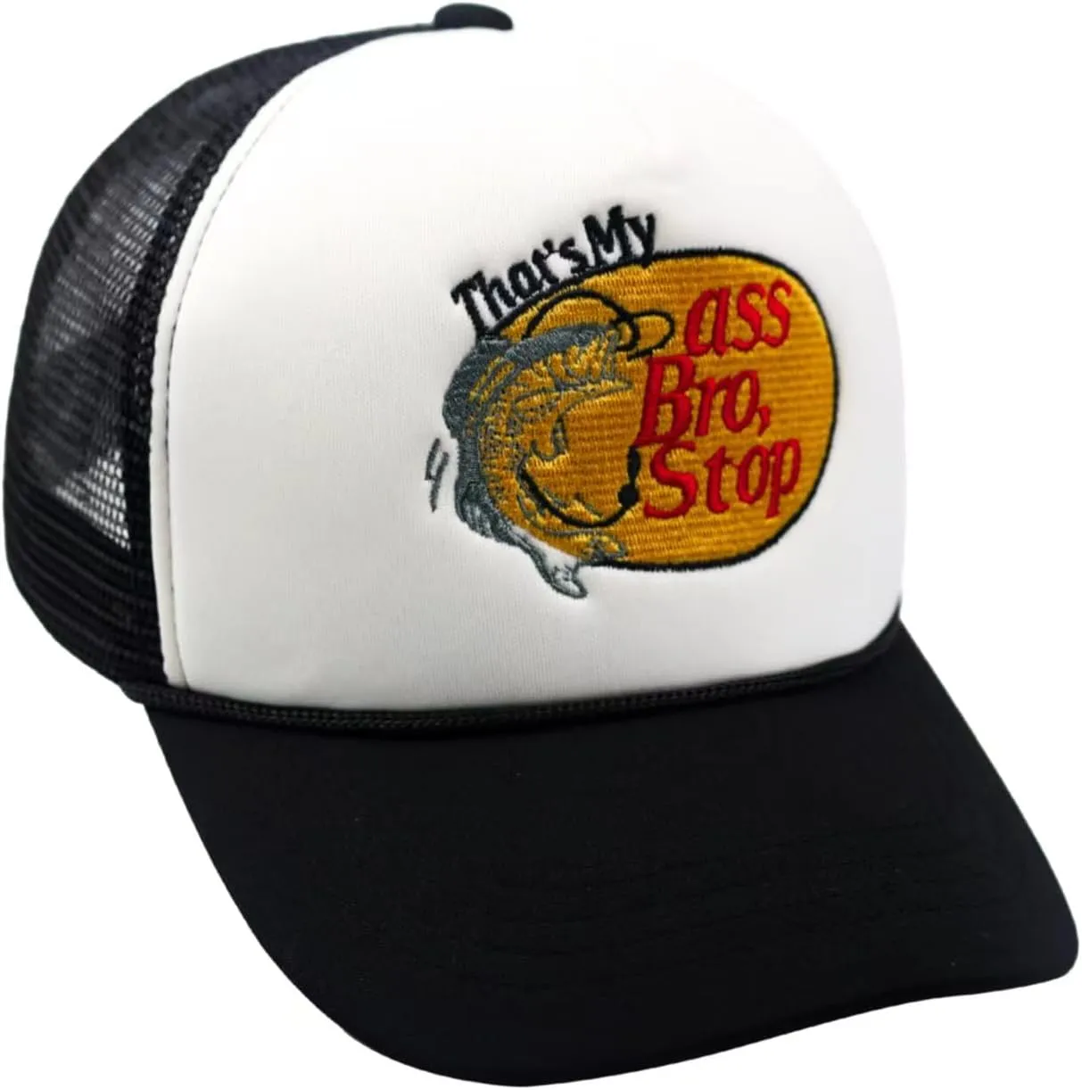 Fish with Hook Print Baseball Cap Trucker Mesh Hat Embroidered Snapback Hat