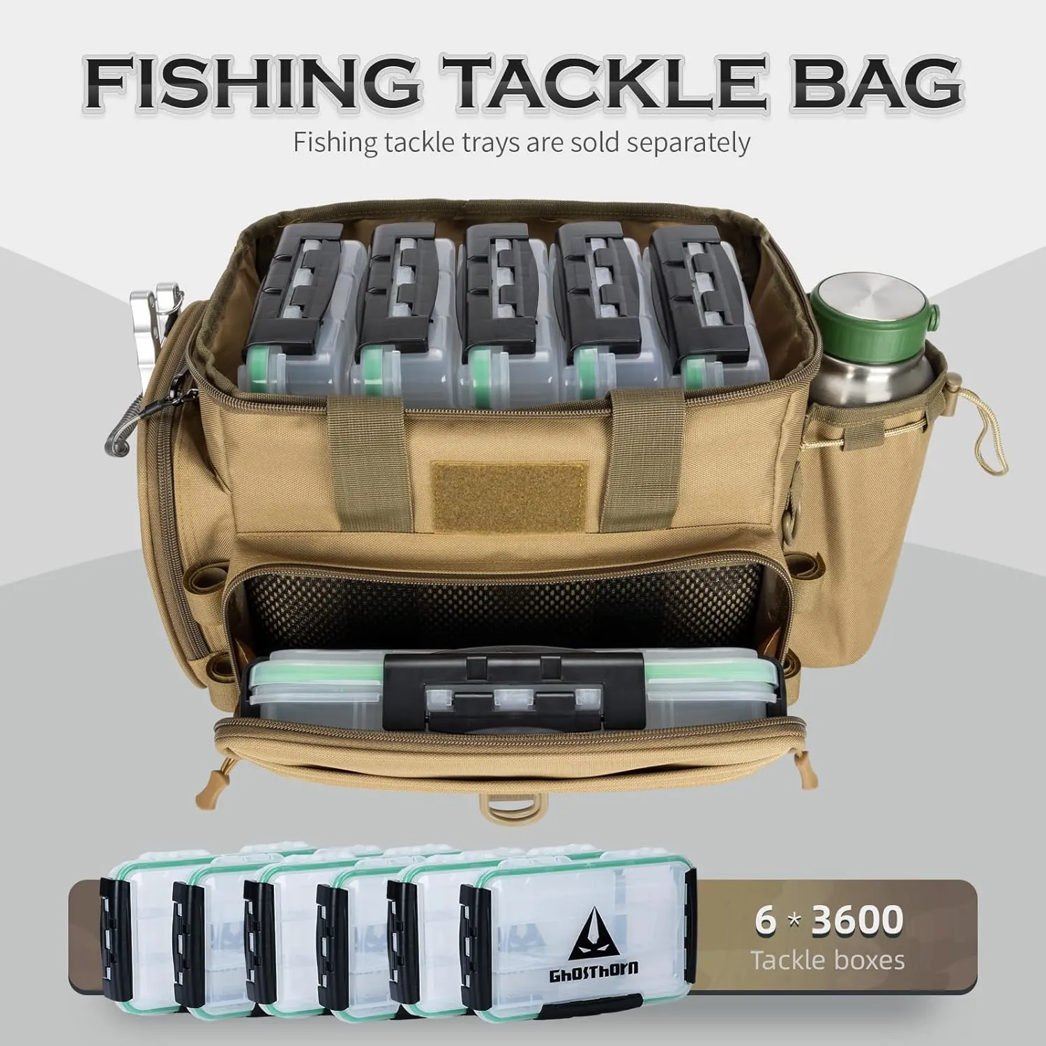 Ghosthorn Fishing Tackle Bags Salt Water Resistant Tackle Box Bag -large capacity tackle storage
