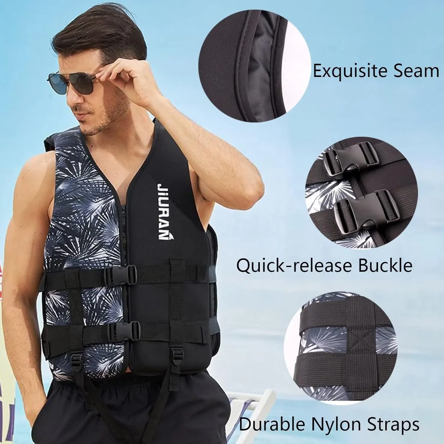 huraty Unisex Swim Vest with Leg Straps Adults Kayak Boating Vest Womens Mens Outdoor Water Sports High Buoyancy Jacket