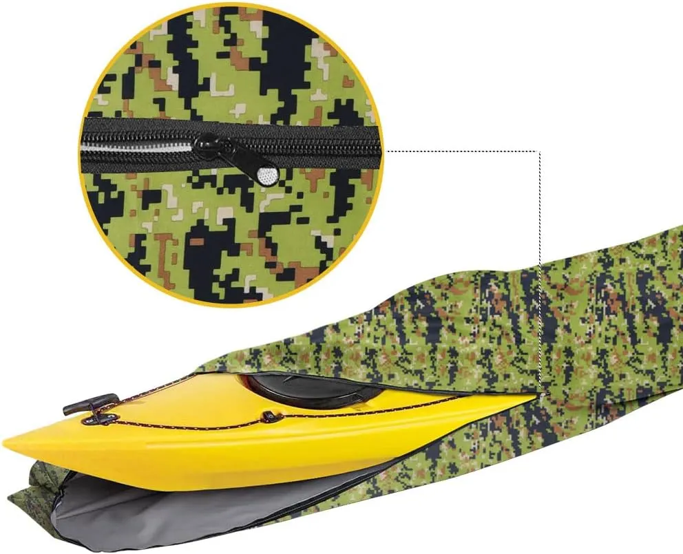 i COVER 10ft Kayak Cover- Water Resistant Heavy Duty Kayak/Canoe Cover Fits Kayak or Canoe up to 10ft Long and Beam Width up to 27in, Camo