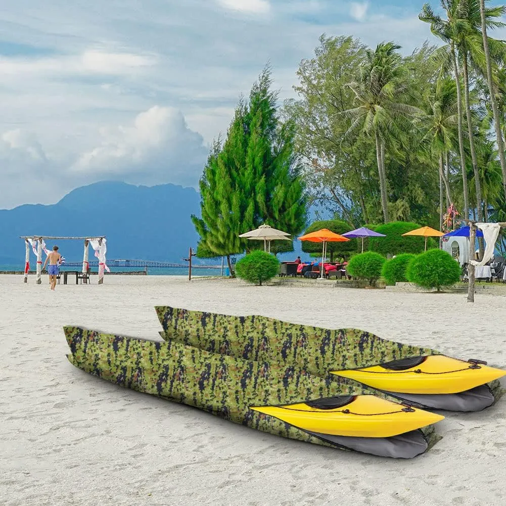 i COVER 10ft Kayak Cover- Water Resistant Heavy Duty Kayak/Canoe Cover Fits Kayak or Canoe up to 10ft Long and Beam Width up to 27in, Camo