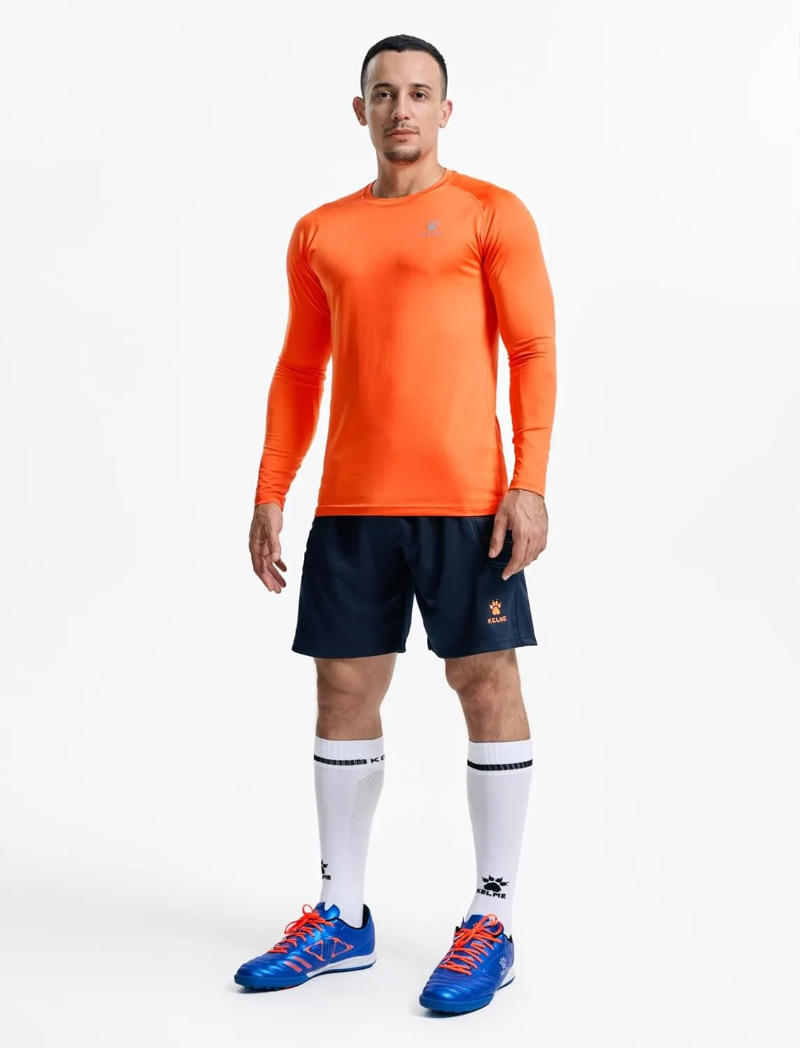 KELME Men's Long Sleeve Compression Shirt, Cool Dry Athletic Top Base Layers, Running Soccer Football Undershirt T-Shirt
